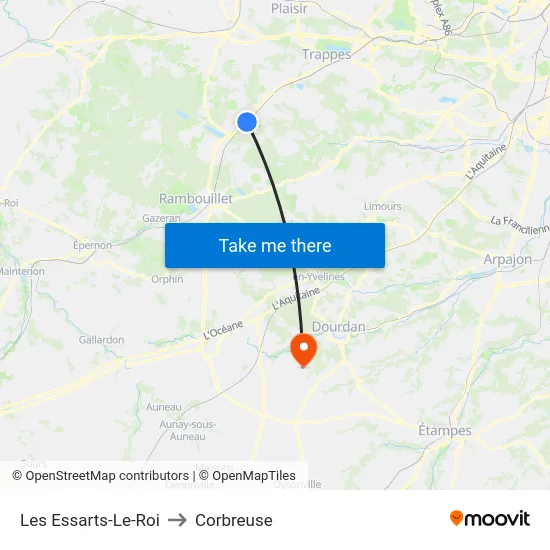 Les Essarts-Le-Roi to Corbreuse map