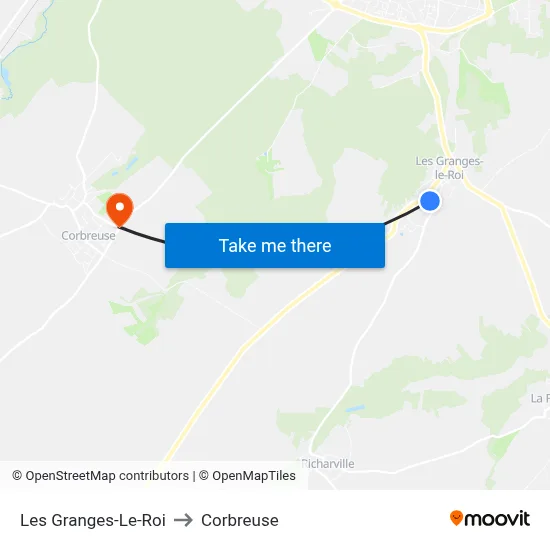 Les Granges-Le-Roi to Corbreuse map