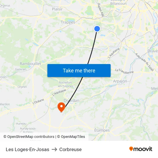 Les Loges-En-Josas to Corbreuse map