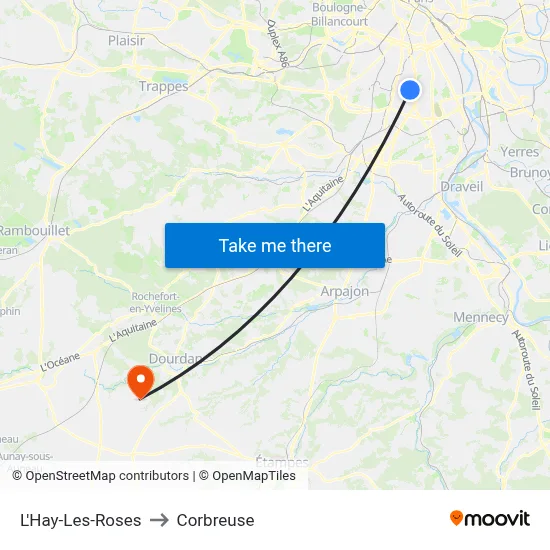L'Hay-Les-Roses to Corbreuse map