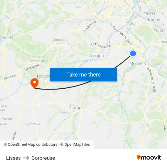 Lisses to Corbreuse map