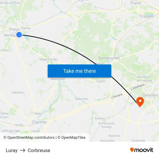 Luray to Corbreuse map