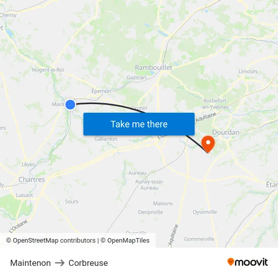 Maintenon to Corbreuse map