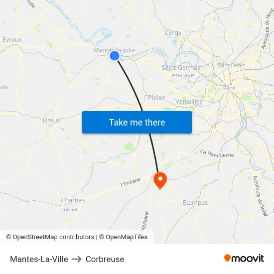 Mantes-La-Ville to Corbreuse map