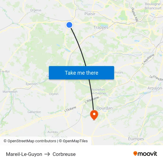 Mareil-Le-Guyon to Corbreuse map