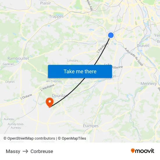 Massy to Corbreuse map