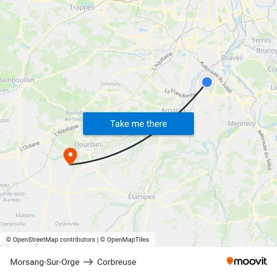 Morsang-Sur-Orge to Corbreuse map