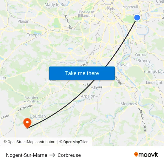 Nogent-Sur-Marne to Corbreuse map