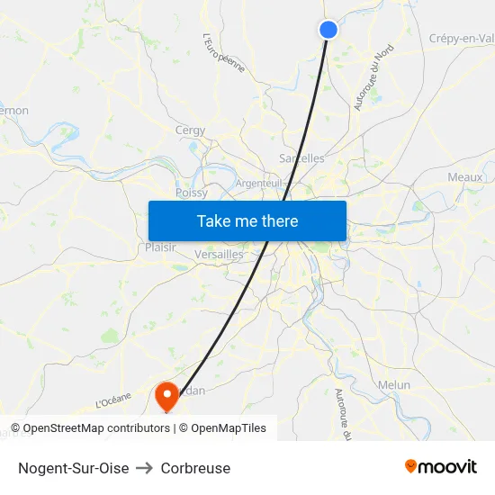 Nogent-Sur-Oise to Corbreuse map