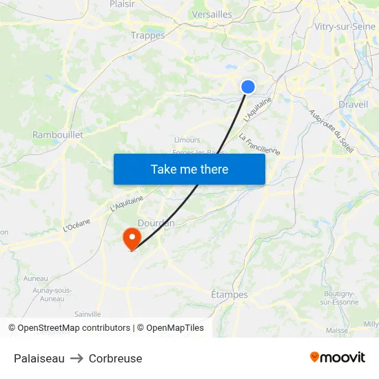 Palaiseau to Corbreuse map