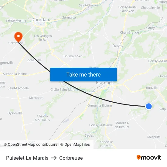 Puiselet-Le-Marais to Corbreuse map