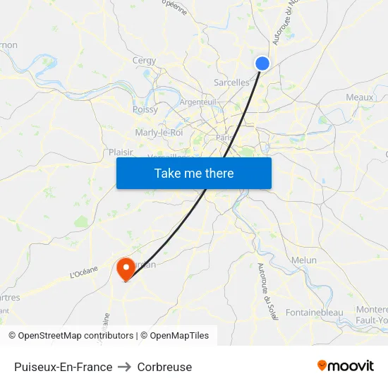 Puiseux-En-France to Corbreuse map