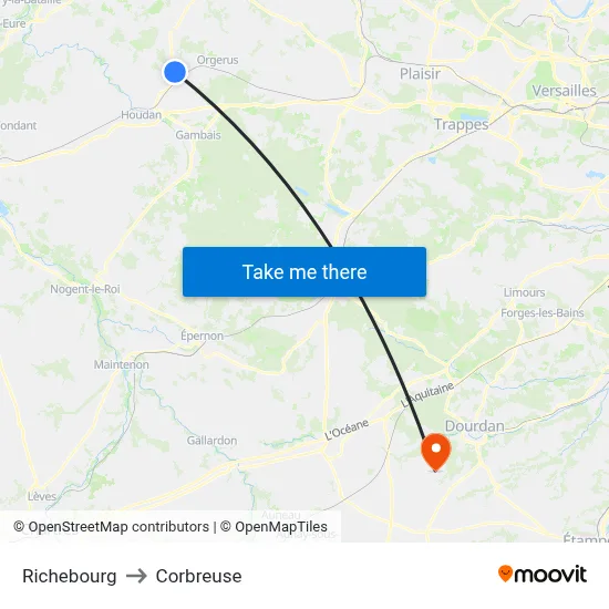 Richebourg to Corbreuse map