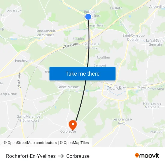 Rochefort-En-Yvelines to Corbreuse map