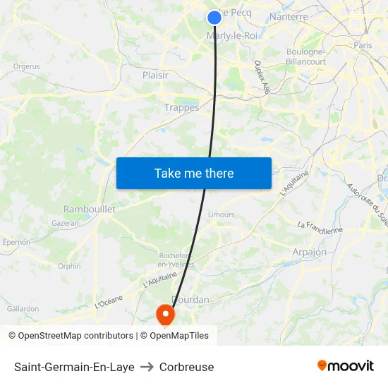 Saint-Germain-En-Laye to Corbreuse map