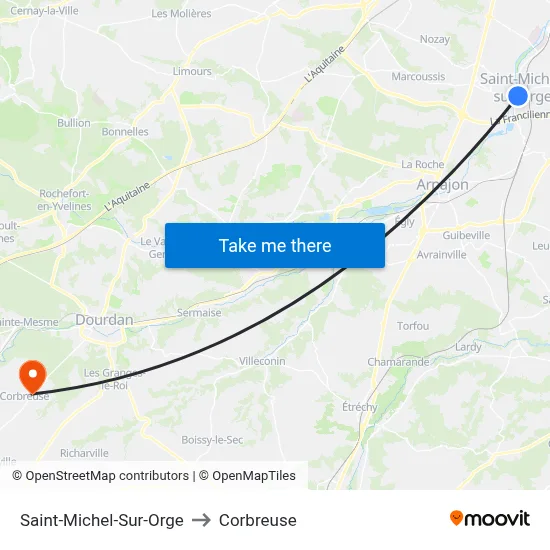 Saint-Michel-Sur-Orge to Corbreuse map