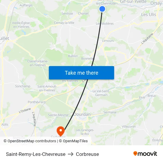 Saint-Remy-Les-Chevreuse to Corbreuse map