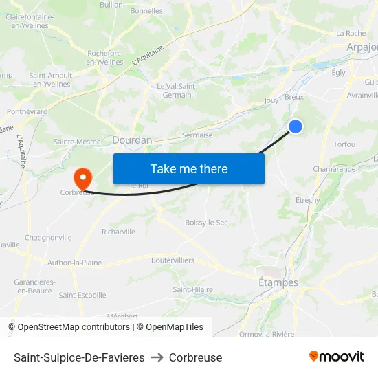 Saint-Sulpice-De-Favieres to Corbreuse map