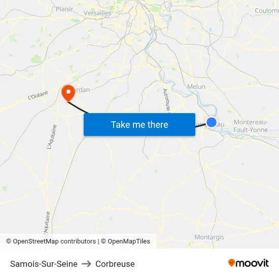 Samois-Sur-Seine to Corbreuse map