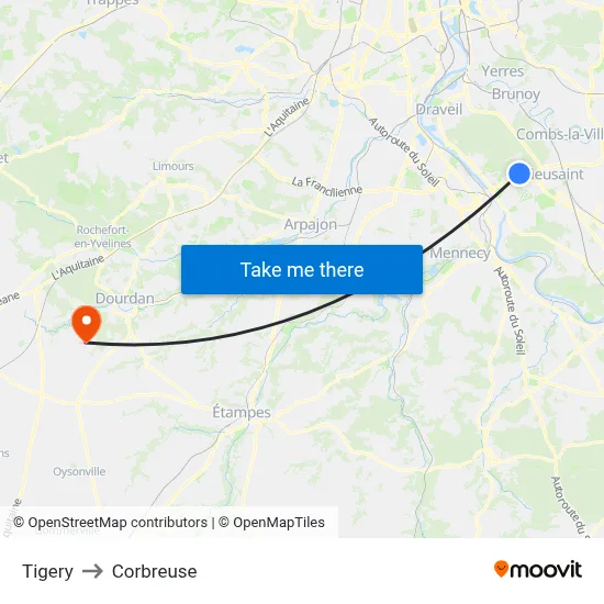 Tigery to Corbreuse map
