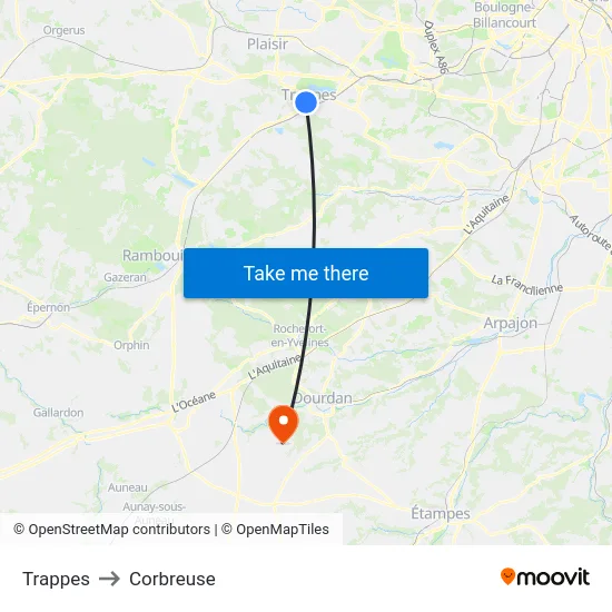 Trappes to Corbreuse map