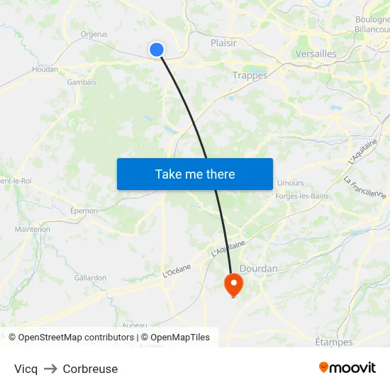 Vicq to Corbreuse map