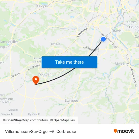 Villemoisson-Sur-Orge to Corbreuse map