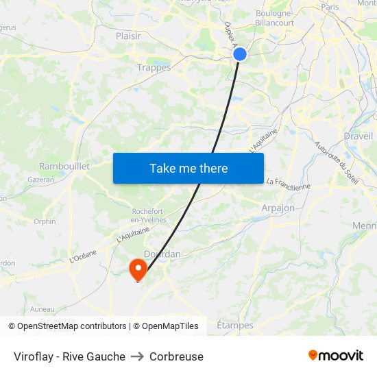 Viroflay - Rive Gauche to Corbreuse map