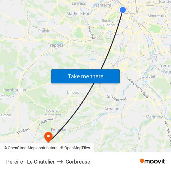 Pereire - Le Chatelier to Corbreuse map