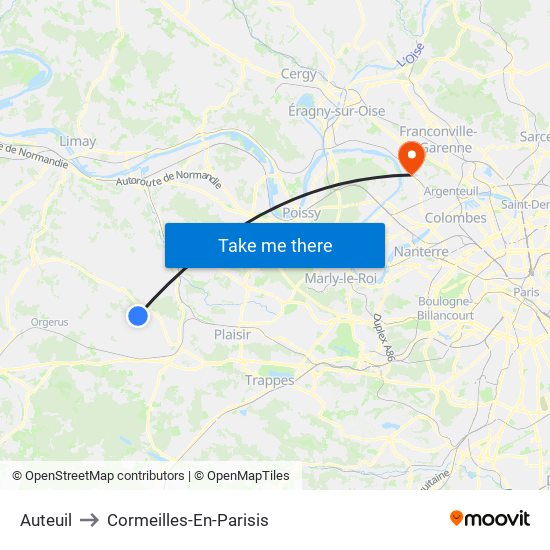 Auteuil to Cormeilles-En-Parisis map