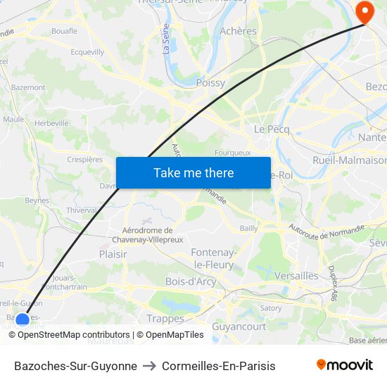 Bazoches-Sur-Guyonne to Cormeilles-En-Parisis map