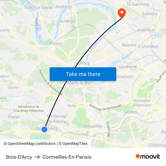 Bois-D'Arcy to Cormeilles-En-Parisis map