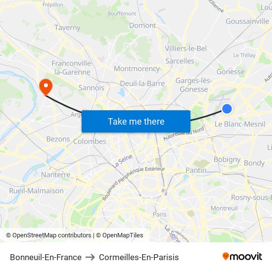 Bonneuil-En-France to Cormeilles-En-Parisis map