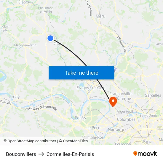 Bouconvillers to Cormeilles-En-Parisis map