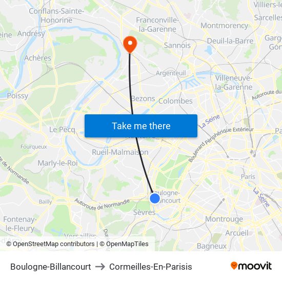 Boulogne-Billancourt to Cormeilles-En-Parisis map