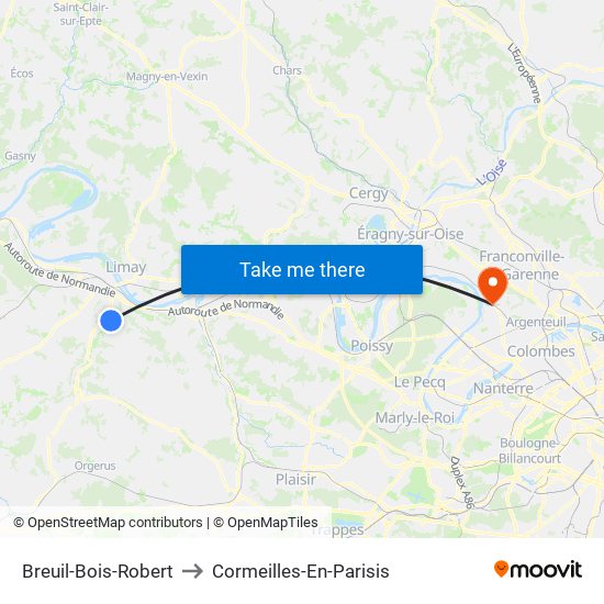 Breuil-Bois-Robert to Cormeilles-En-Parisis map