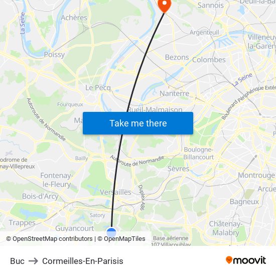 Buc to Cormeilles-En-Parisis map