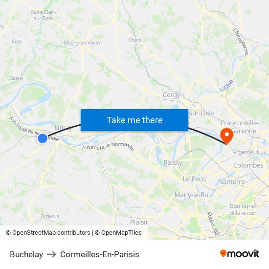 Buchelay to Cormeilles-En-Parisis map