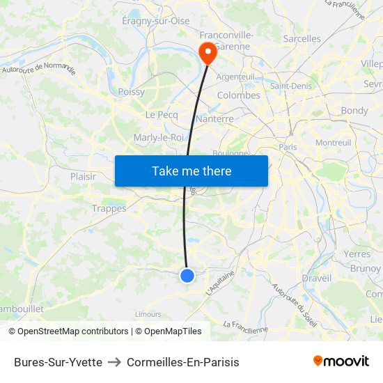 Bures-Sur-Yvette to Cormeilles-En-Parisis map