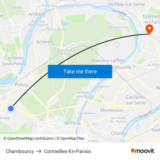 Chambourcy to Cormeilles-En-Parisis map