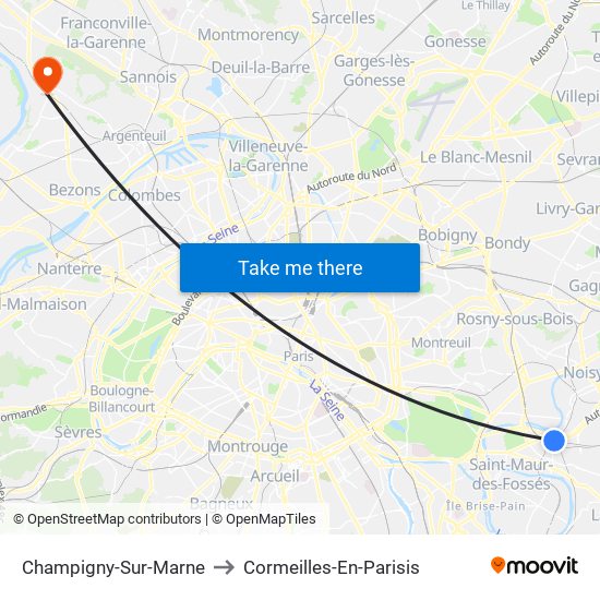 Champigny-Sur-Marne to Cormeilles-En-Parisis map