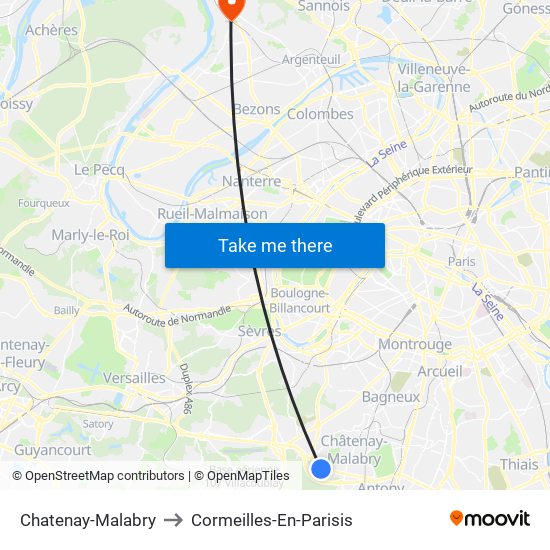 Chatenay-Malabry to Cormeilles-En-Parisis map