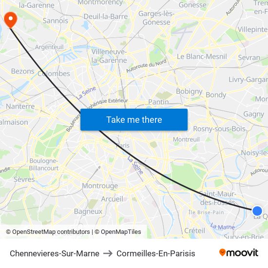 Chennevieres-Sur-Marne to Cormeilles-En-Parisis map