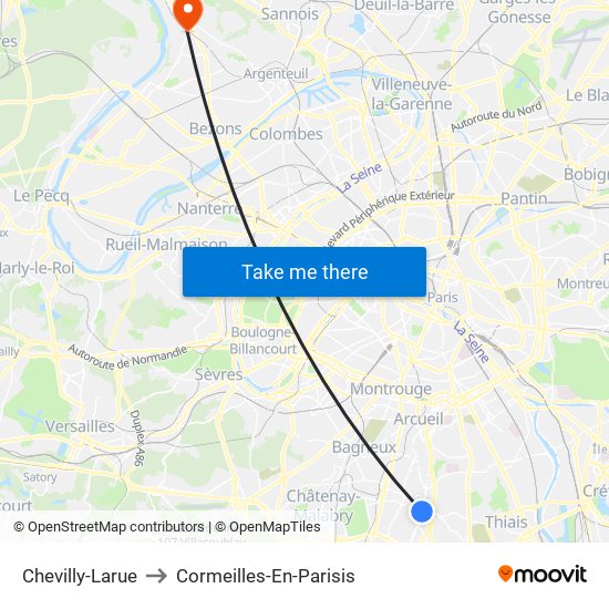 Chevilly-Larue to Cormeilles-En-Parisis map