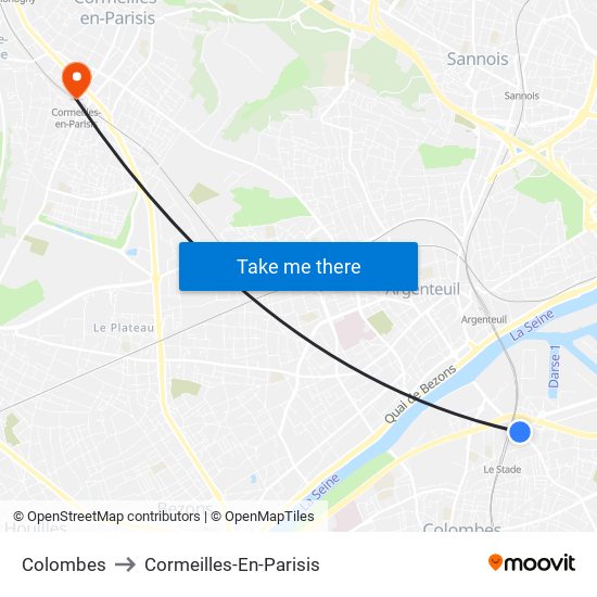 Colombes to Cormeilles-En-Parisis map