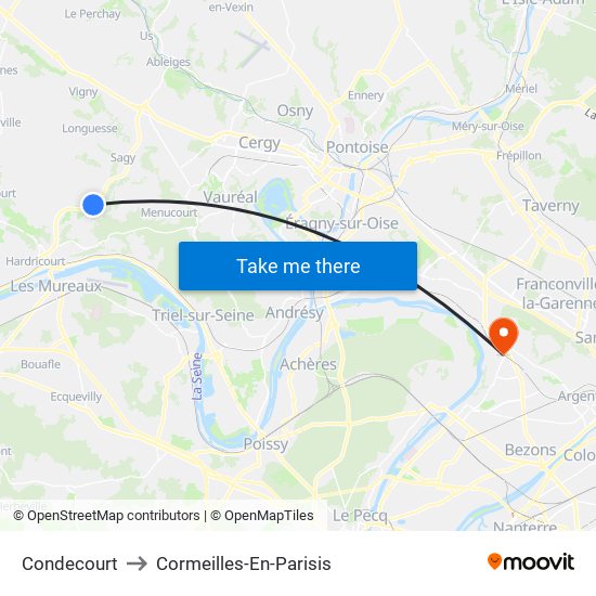 Condecourt to Cormeilles-En-Parisis map