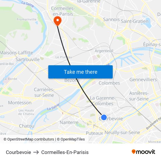 Courbevoie to Cormeilles-En-Parisis map