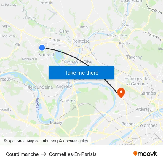 Courdimanche to Cormeilles-En-Parisis map