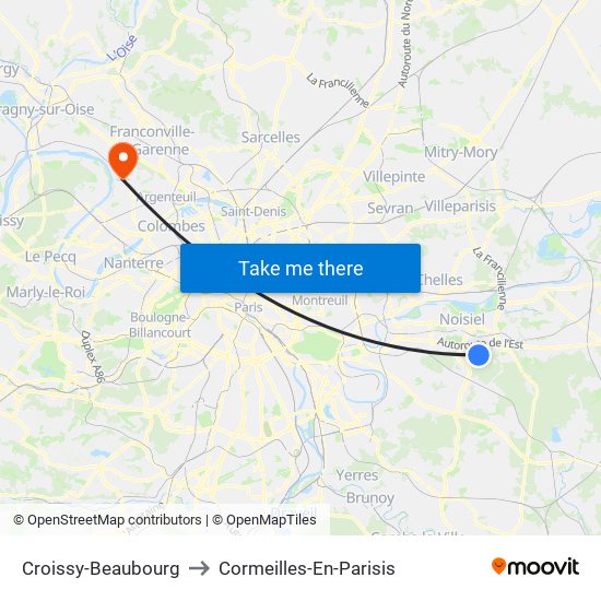 Croissy-Beaubourg to Cormeilles-En-Parisis map