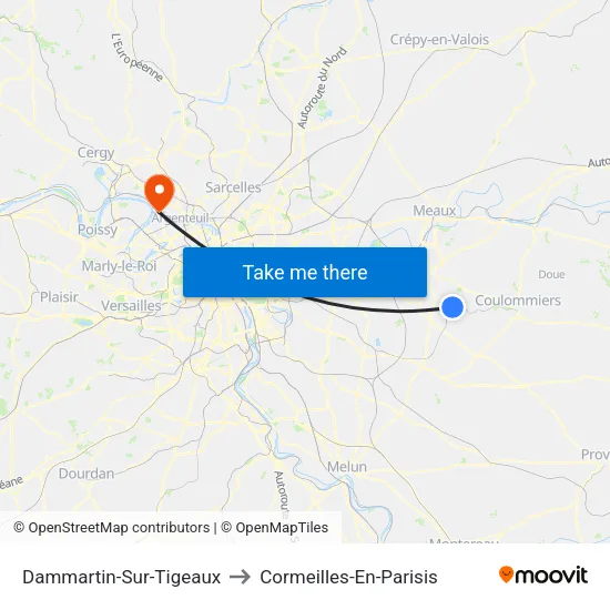 Dammartin-Sur-Tigeaux to Cormeilles-En-Parisis map
